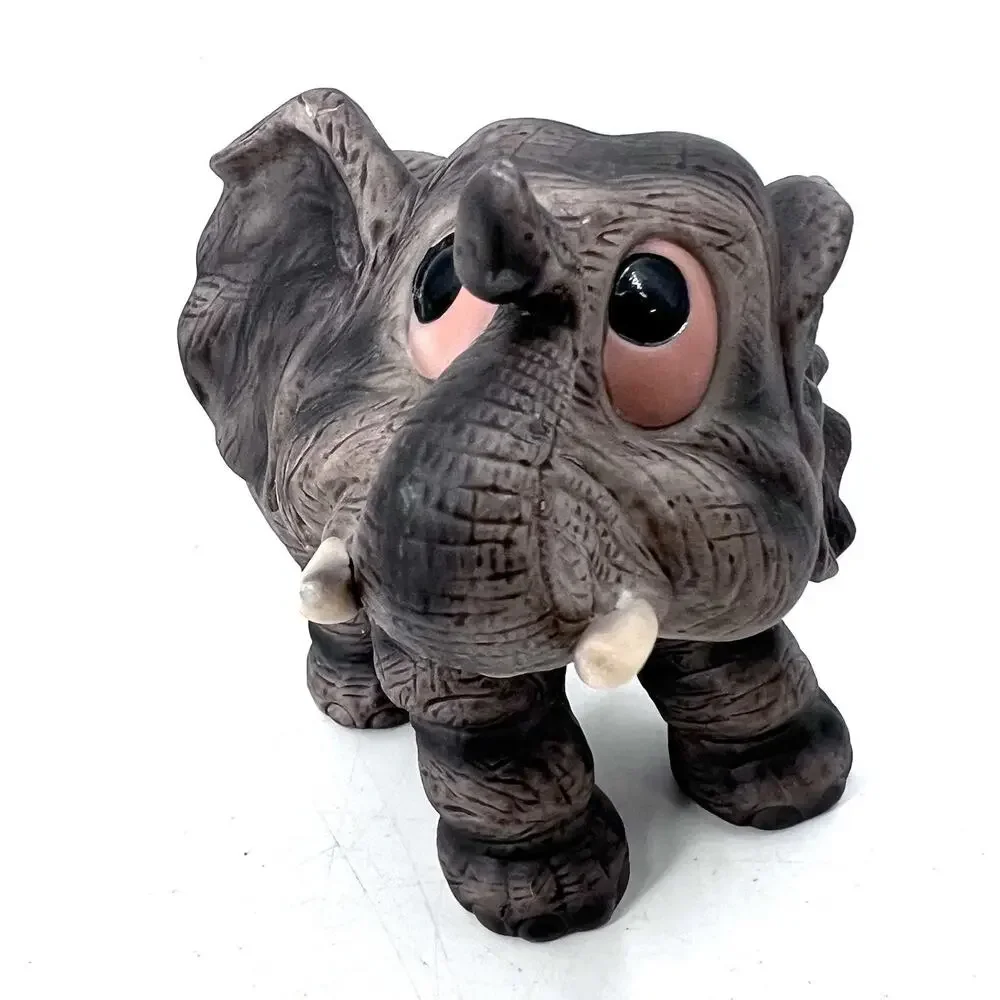 Andrea By Sadek Ceramic Baby Elephant Figurine Big Eyes Lucky Trunk Up - Picture 2 of 9